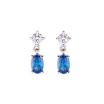 AMEN ORECCHINI IN ARGENTO 925 PRINCESS CON ZIRCONE BLU OVALE EOVBBL